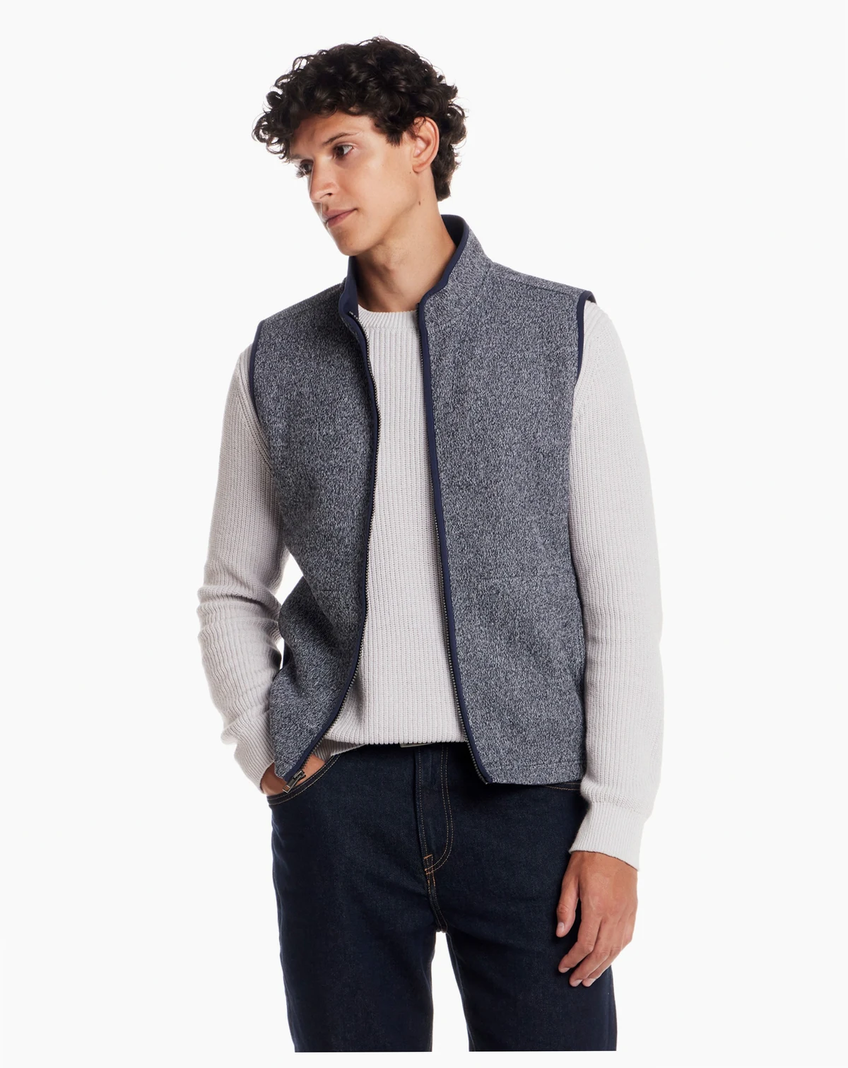 Men's Unlined Zip Front Knit Vest