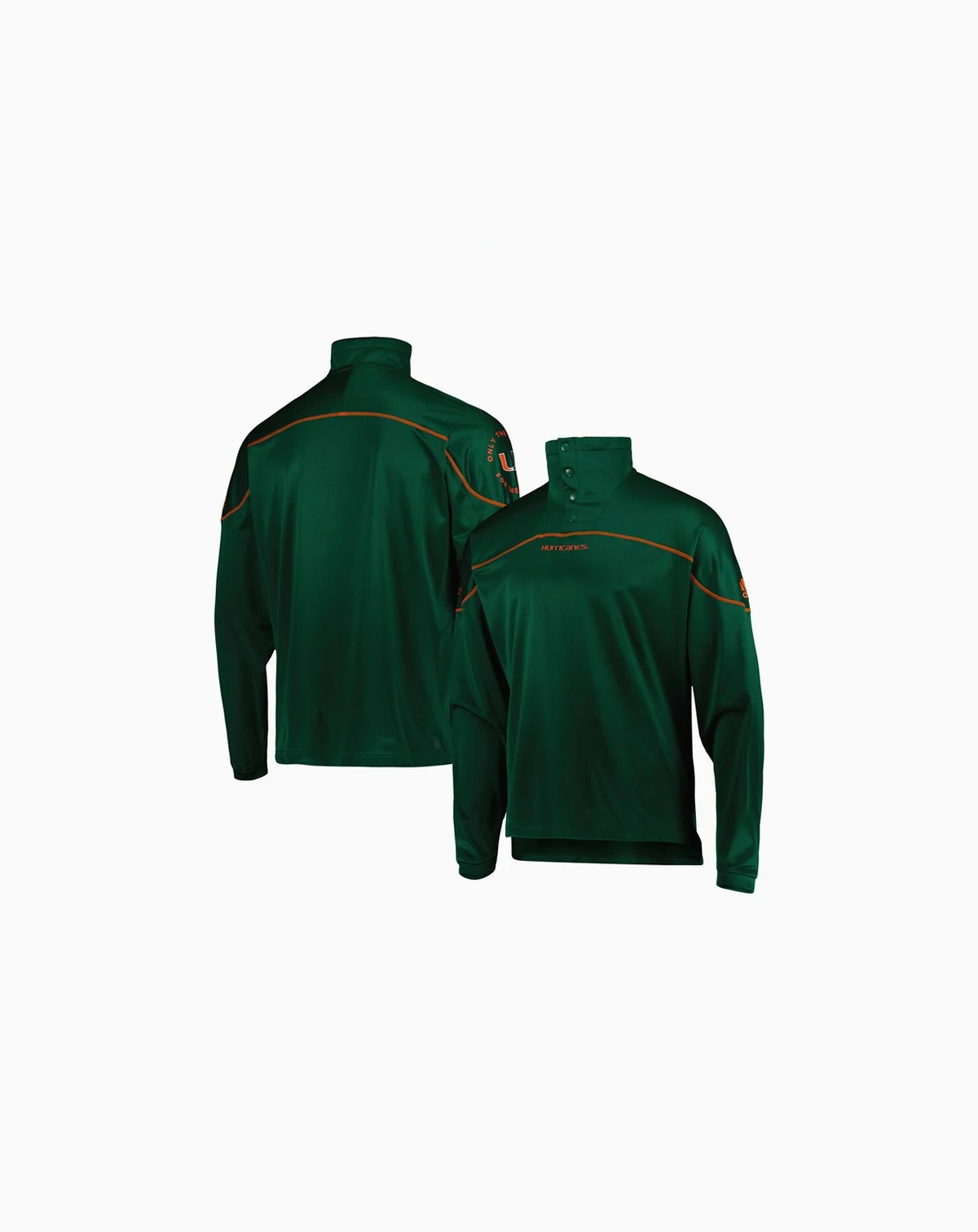 Men's Green Miami Hurricanes AEROREADY Knit Quarter-Snap Jacket