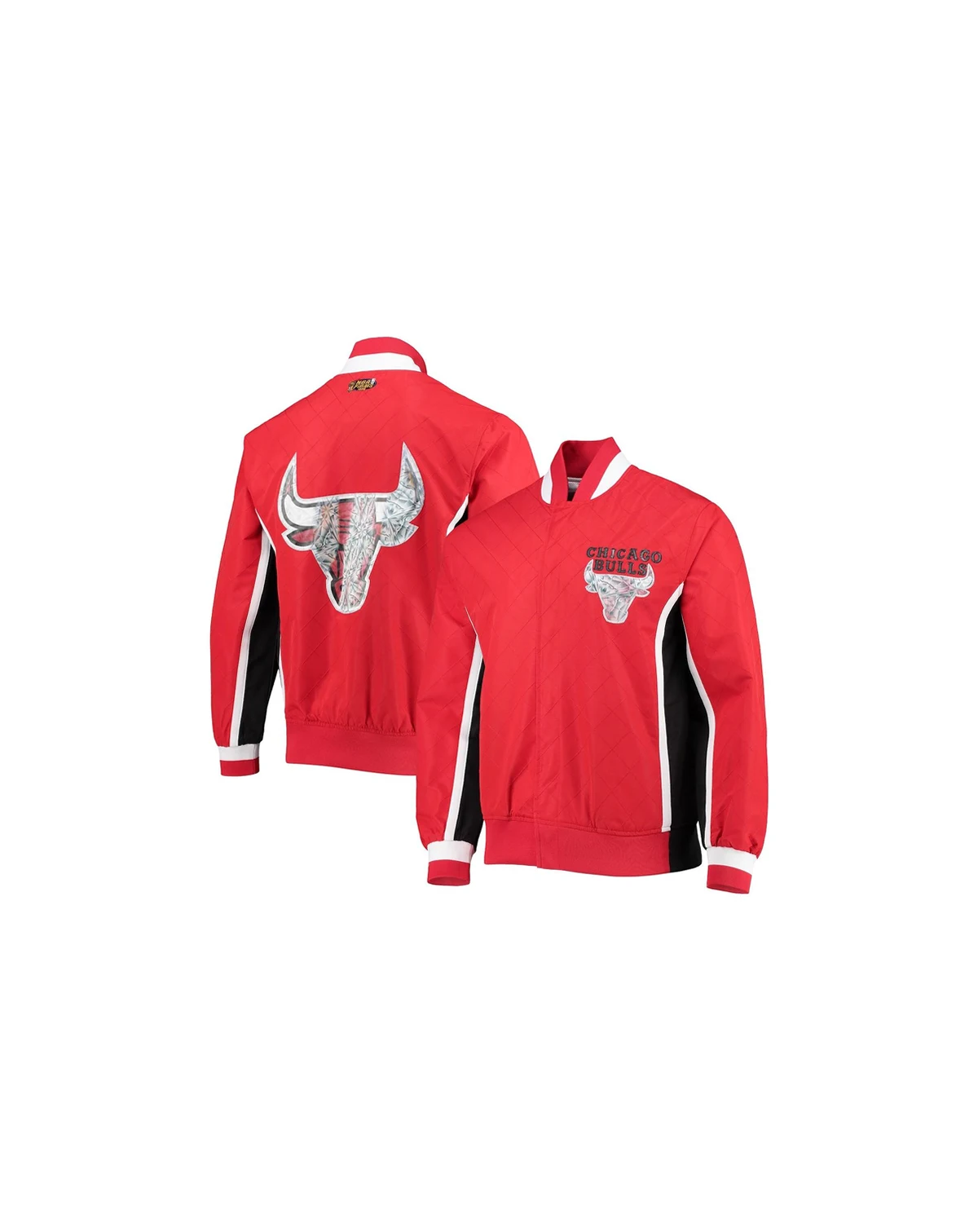 Men's Chicago Bulls Red Hardwood Classics 75th Anniversary Authentic Warmup Full-Snap Jacket