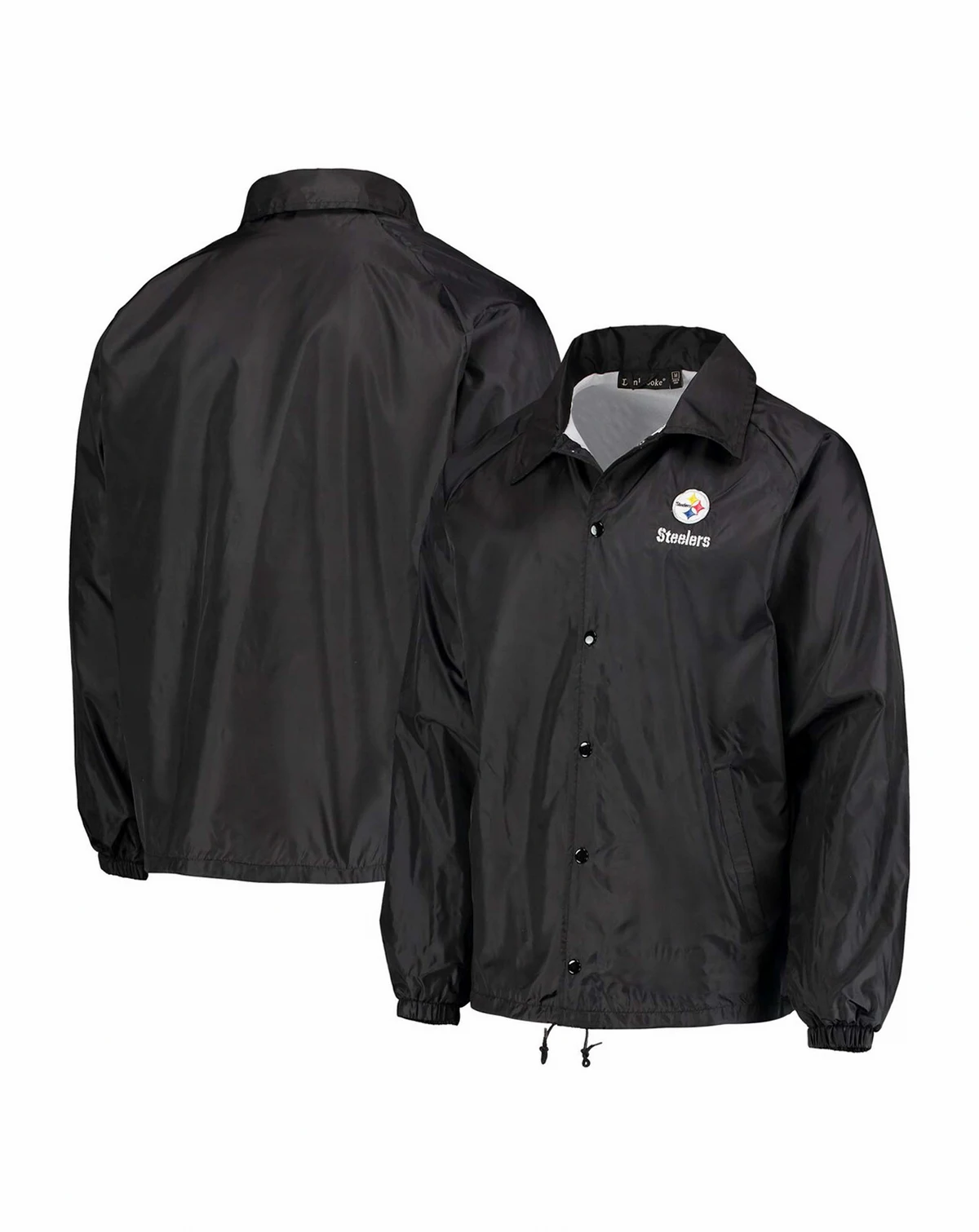 Men's Black Pittsburgh Steelers Coaches Classic Raglan Full-Snap Windbreaker Jacket