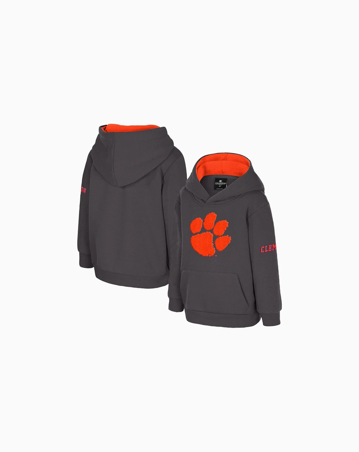 Toddler Charcoal Clemson Tigers Big Logo Volume Fleece Pullover Hoodie
