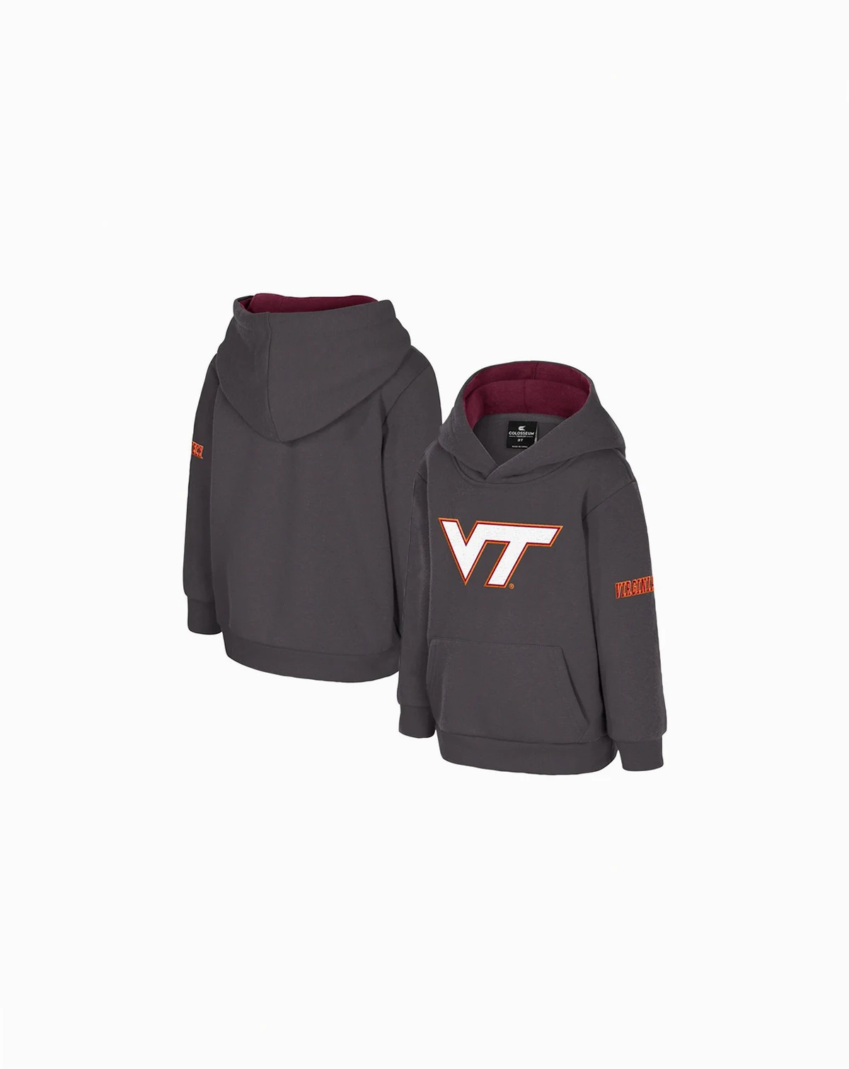 Toddler Charcoal Virginia Tech Hokies Big Logo Volume Fleece Pullover Hoodie
