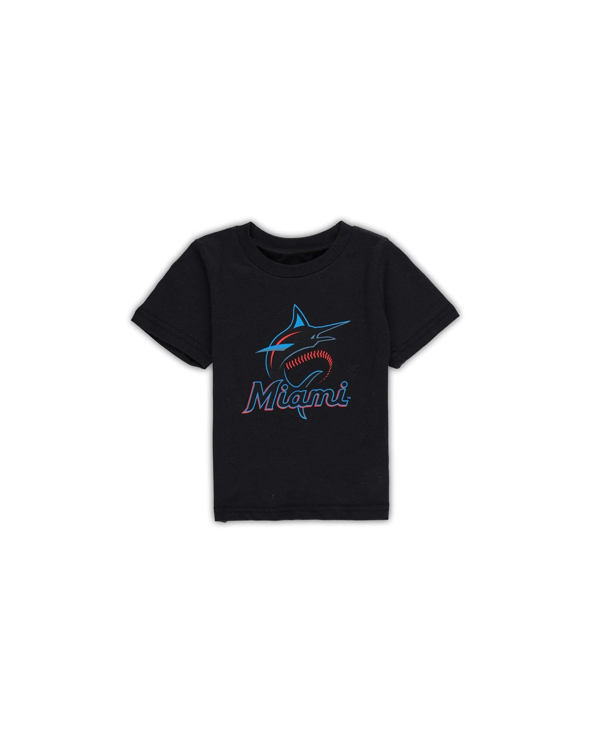 Toddler Boys and Girls Black Miami Marlins Team Crew Primary Logo T-shirt