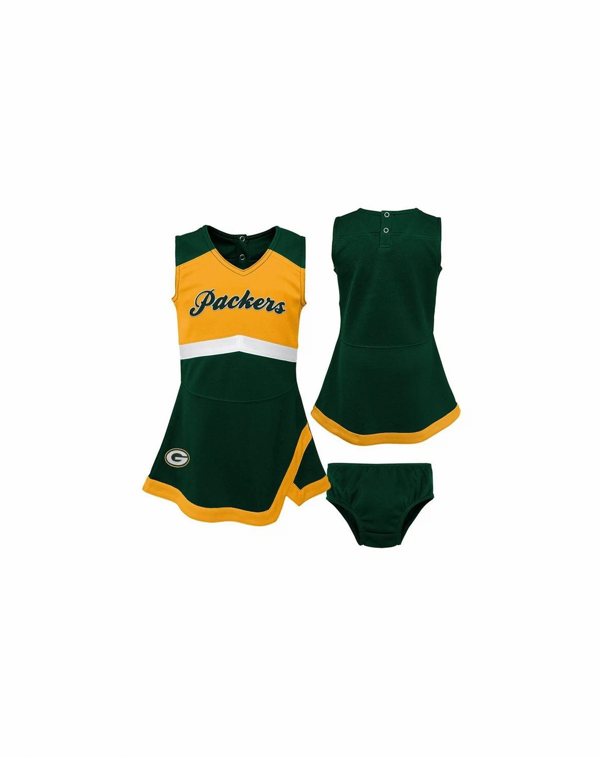 Girls Toddler Green Green Bay Packers Cheer Captain Dress with Bloomers