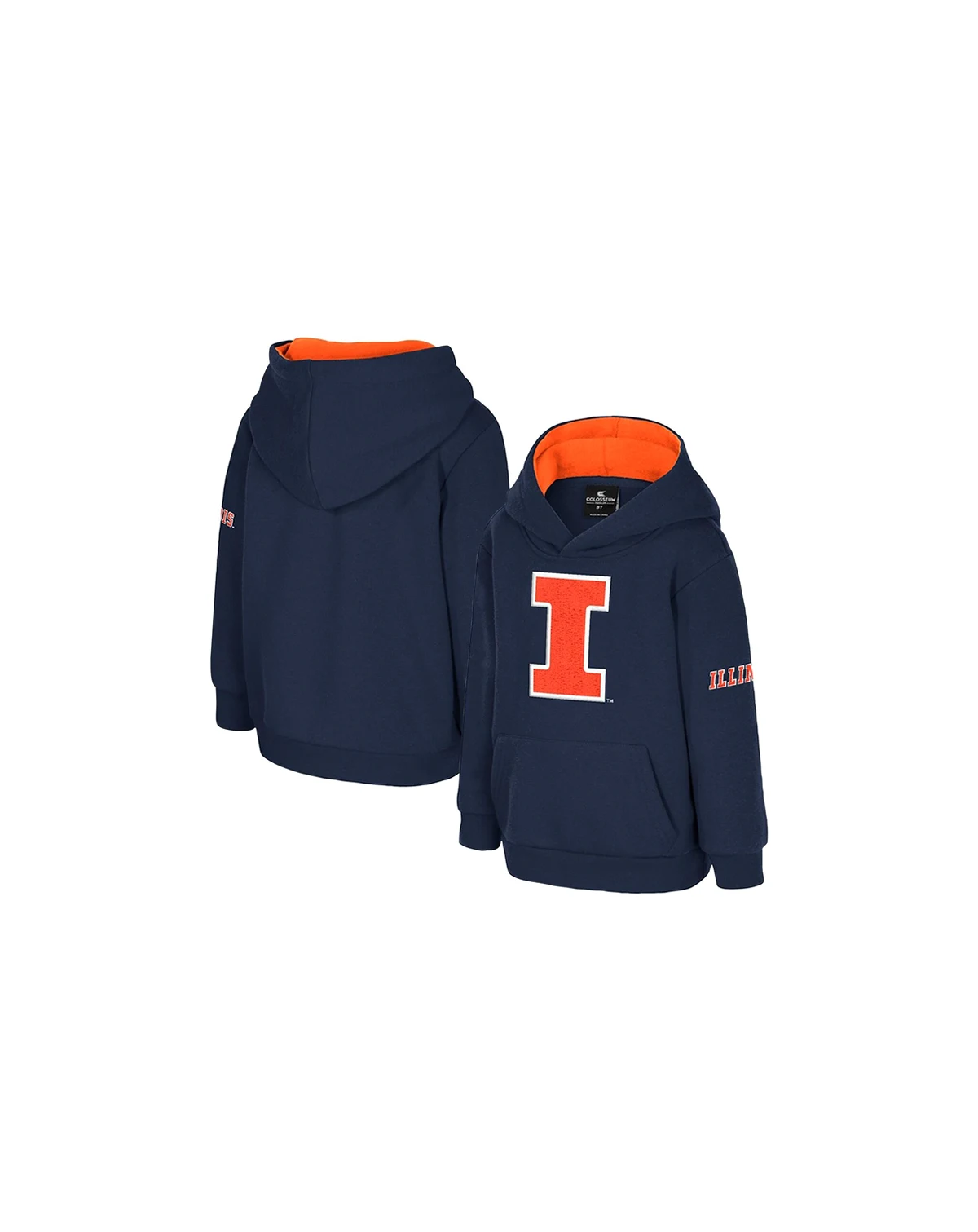 Toddler Navy Illinois Fighting Illini Big Logo Volume Fleece Pullover Hoodie