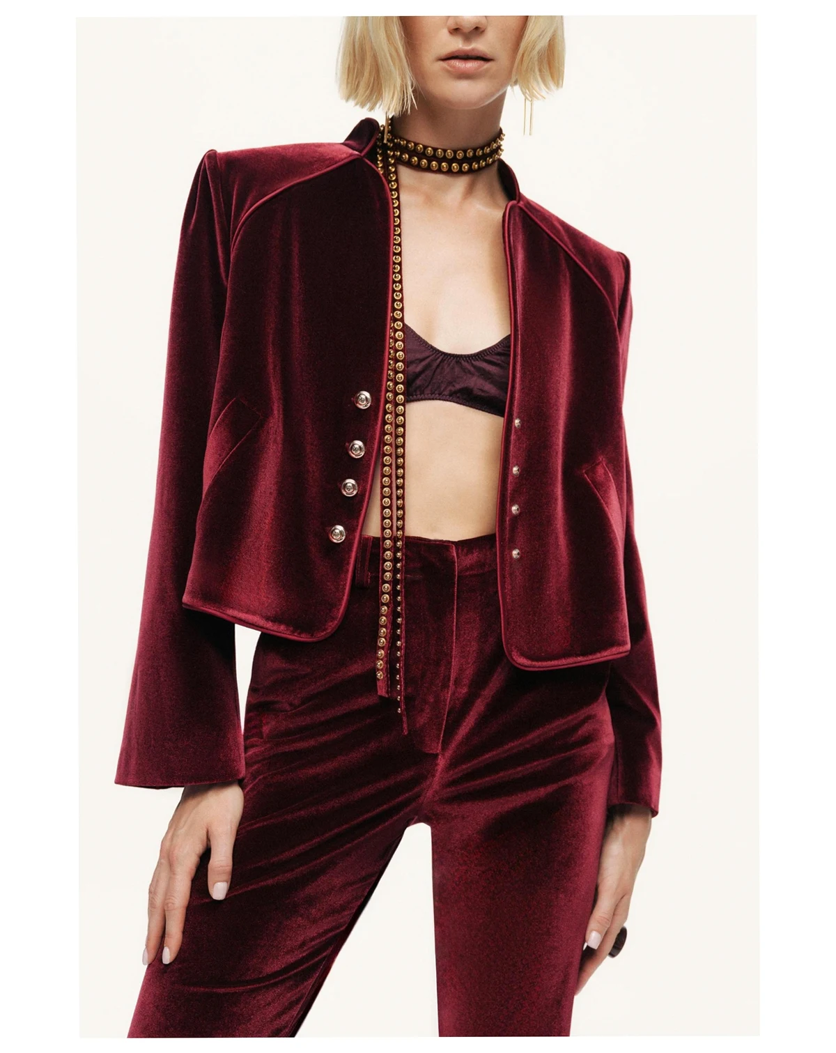 Women's Velvet Cropped Jacket