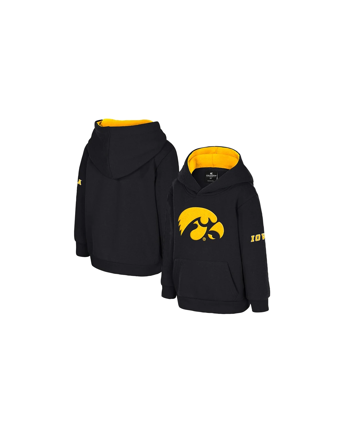 Toddler Black Iowa Hawkeyes Big Logo Volume Fleece Pullover Hoodie