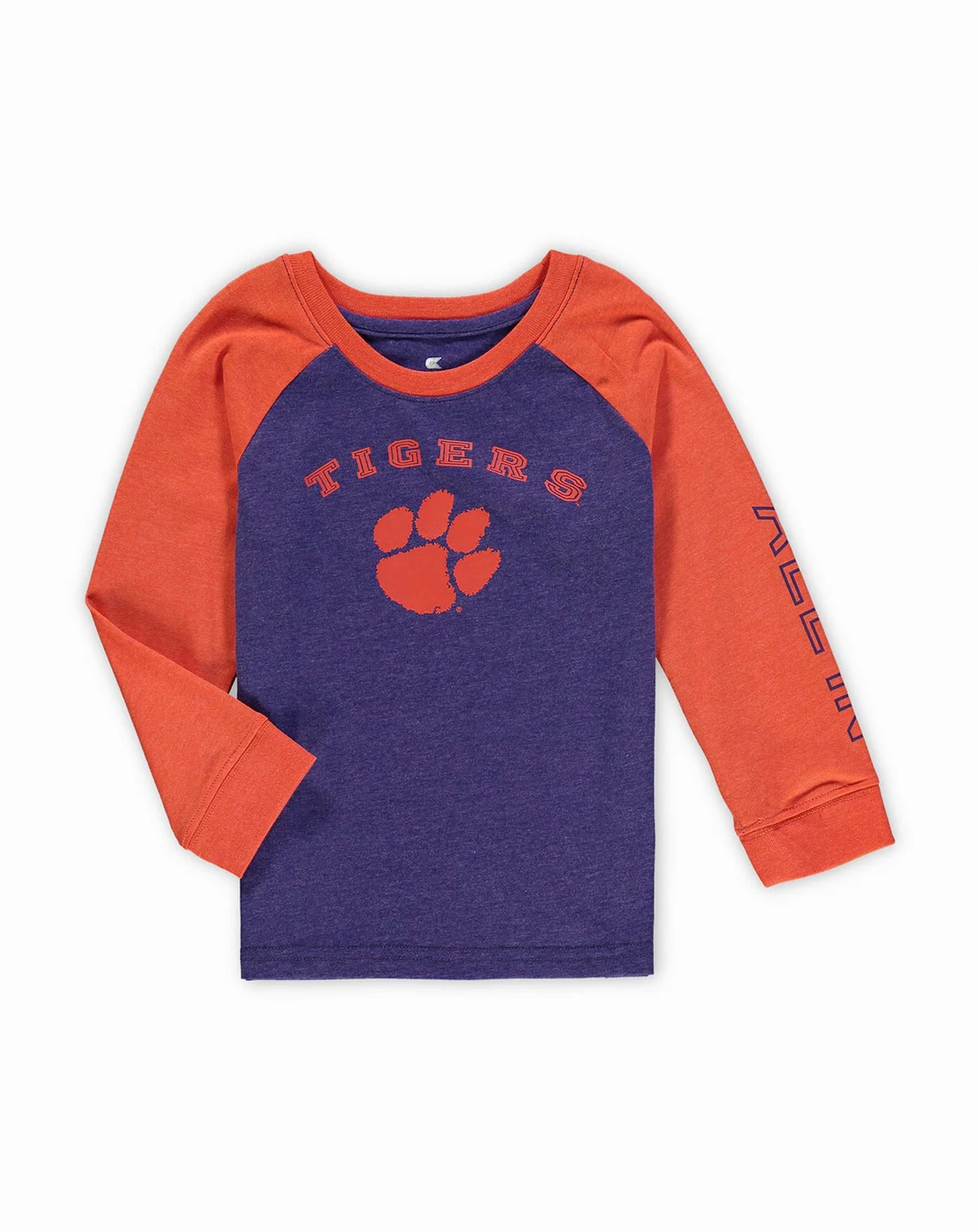 Toddler Boys and Girls Heathered Purple Clemson Tigers Long Sleeve Raglan T-Shirt