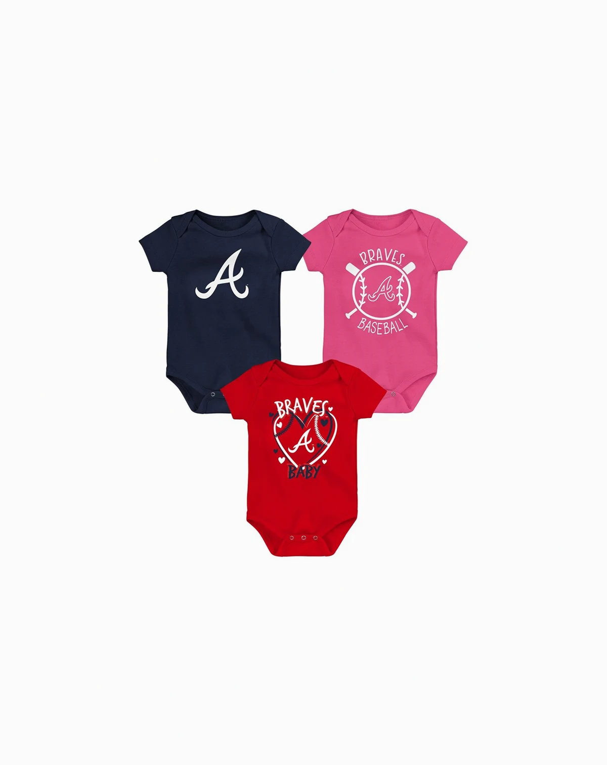 Baby Boys and Girls 3-Pack Atlanta Braves Slide Home Bodysuit Set