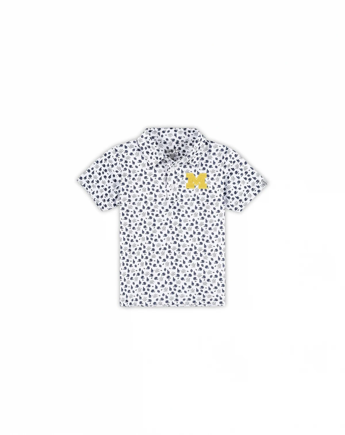 Toddler White Michigan Wolverines Earnest Allover Print Polo Shirt