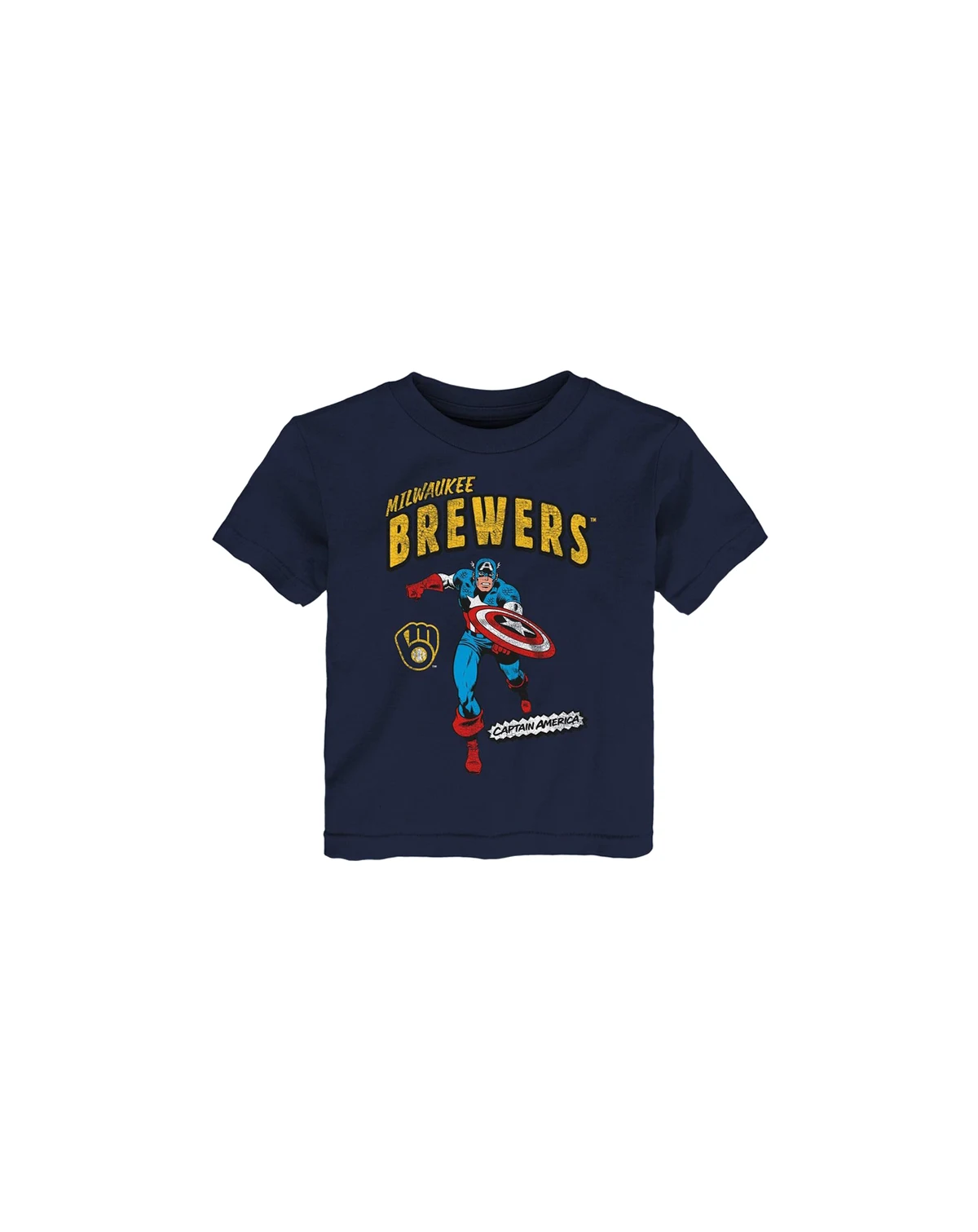 Toddler Boys and Girls Navy Milwaukee Brewers Team Captain America Marvel T-shirt