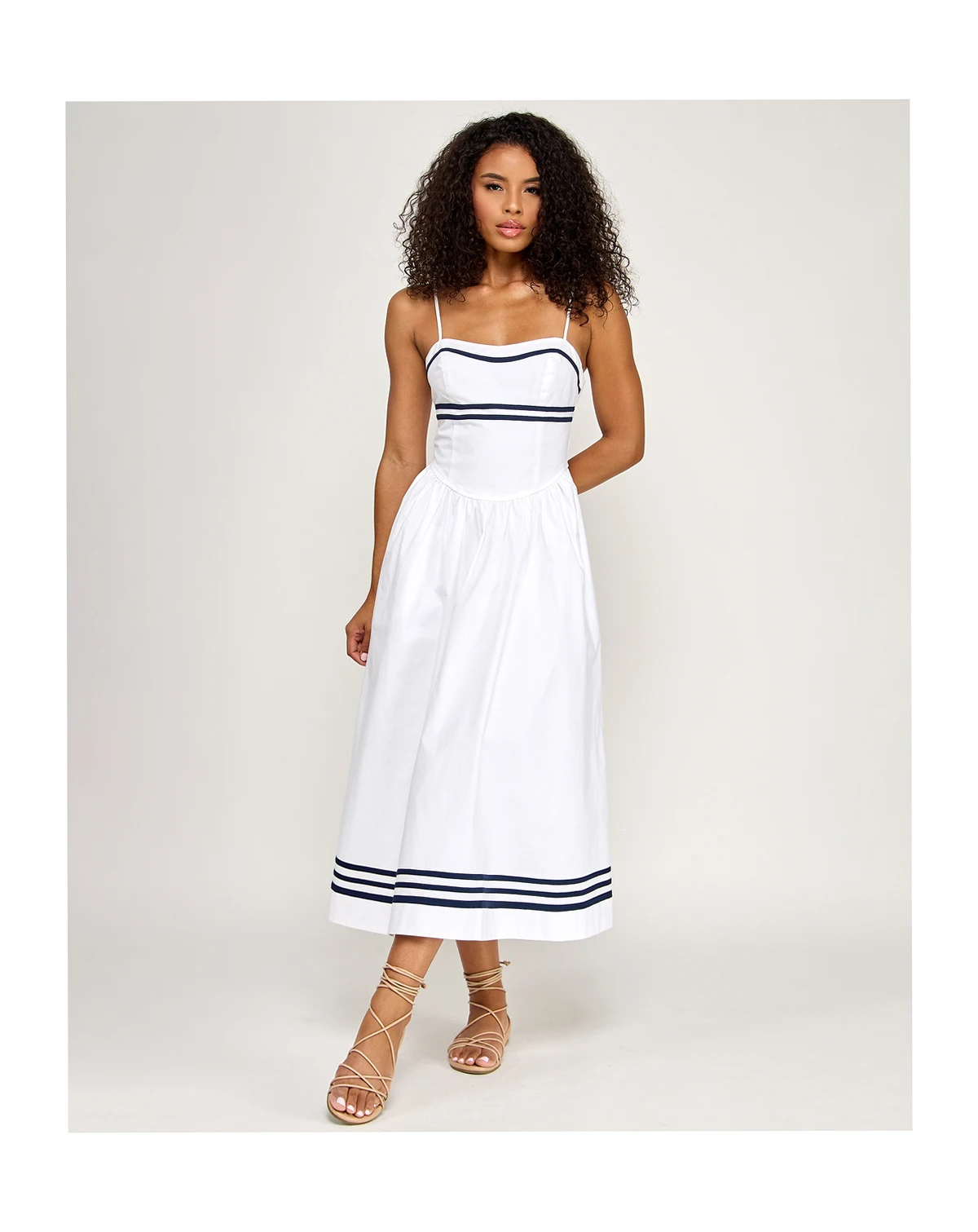 Juniors' Midi Dress with Contrast Strapping and Pockets