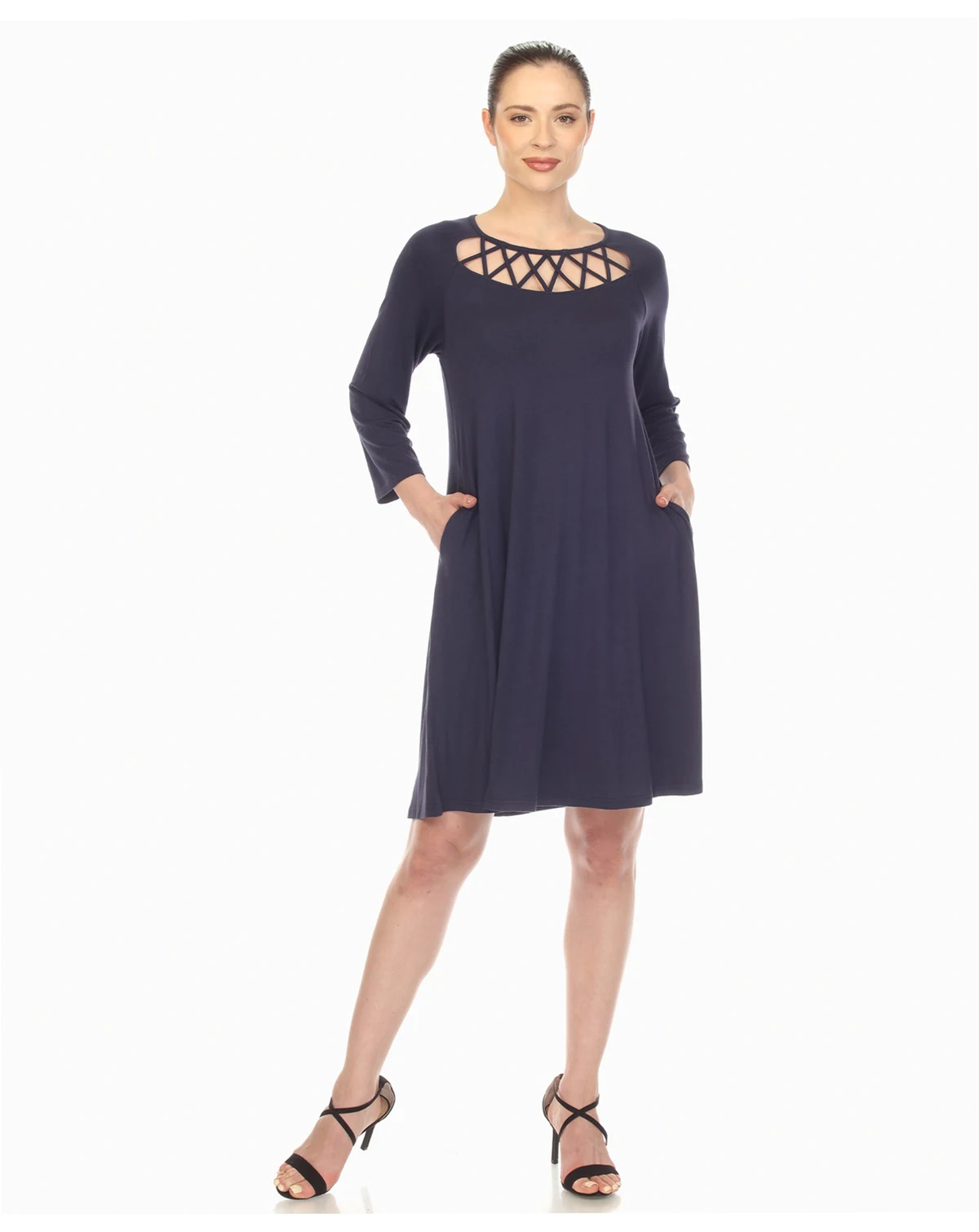 Women's Criss Cross Neckline A-line Dress