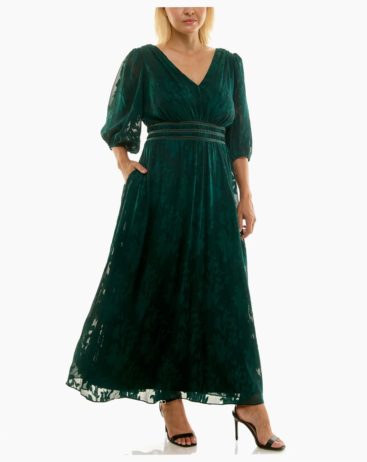 Plus Size Jacquard Chiffon Maxi Dress