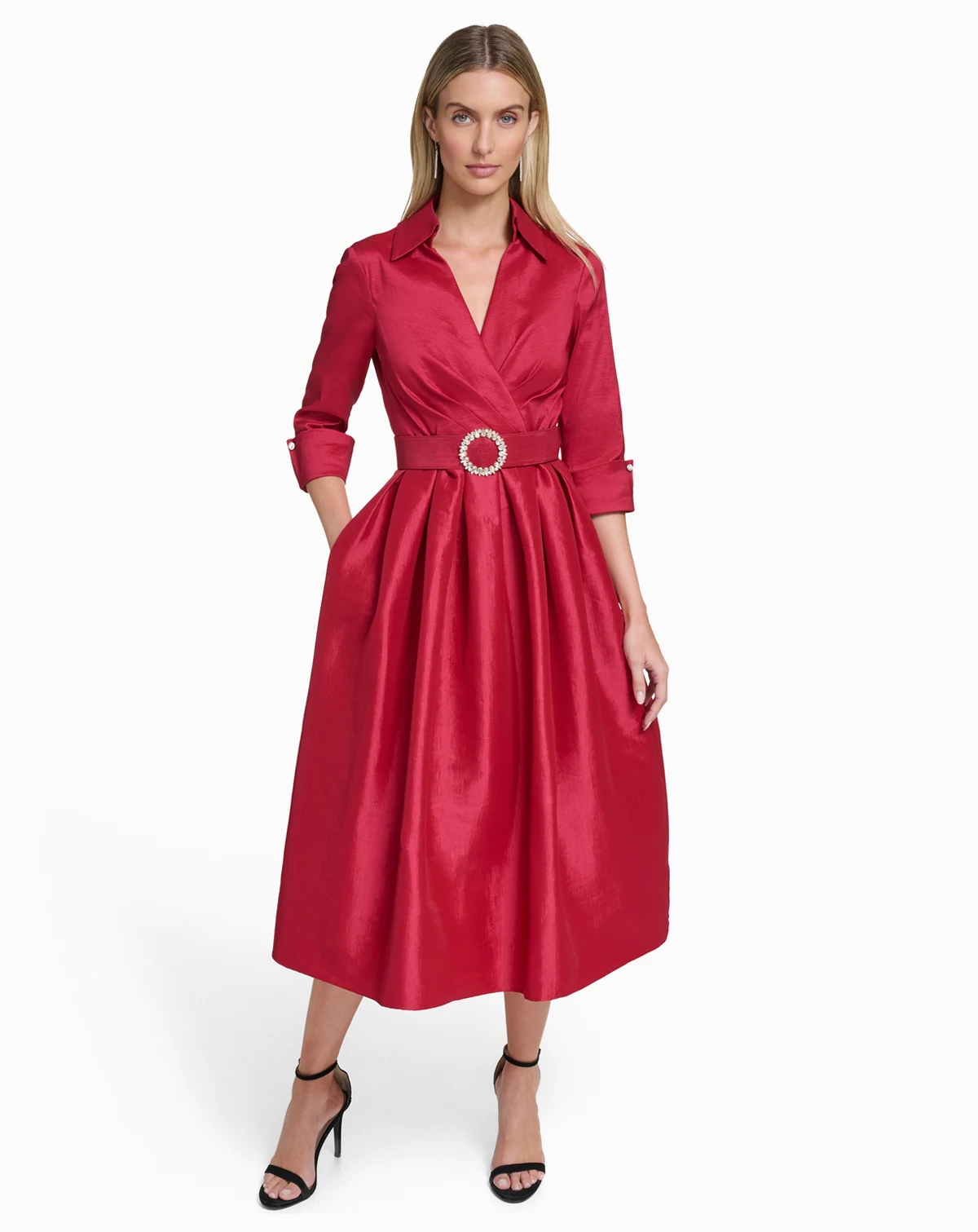 Women's Collared V-Neck Shirt Dress