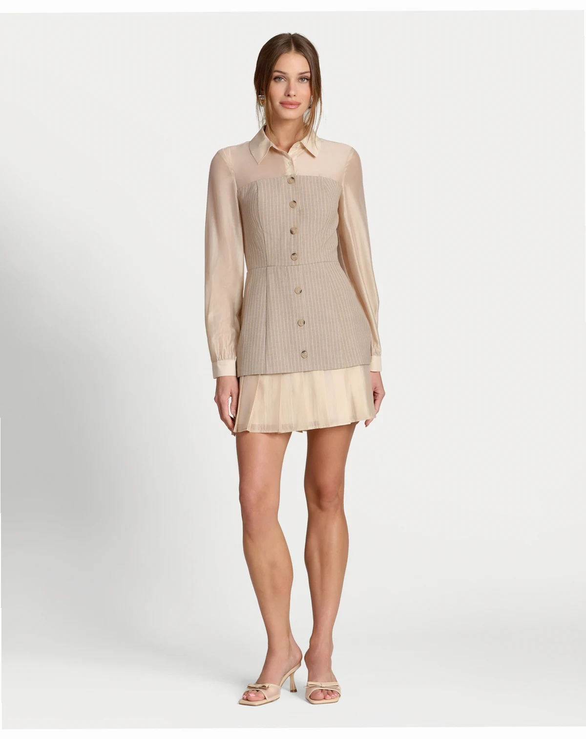 Women's Twofer Collared Neck Short Dress