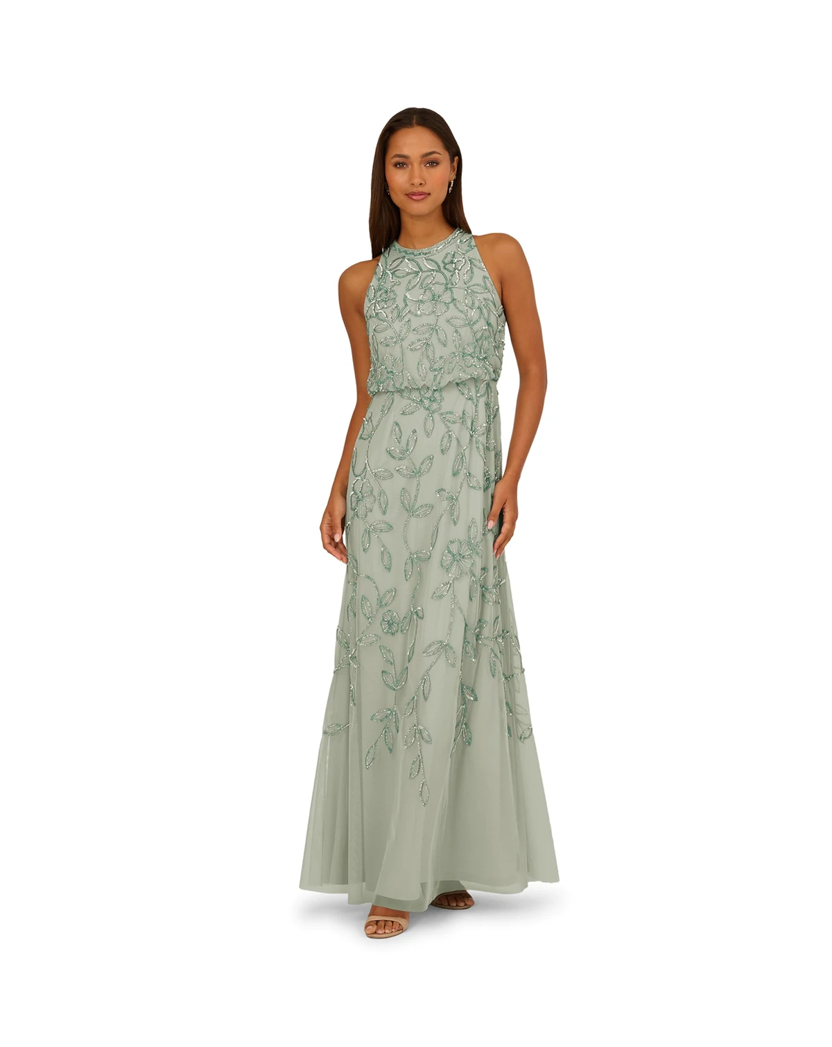 Women's Beaded Sleeveless Long Dress