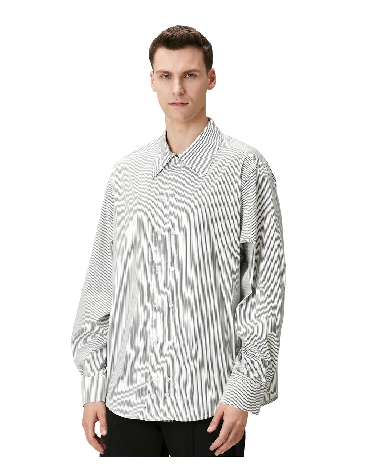 Men's Striped Cotton-Blend Woven Relaxed-Fit Shirt