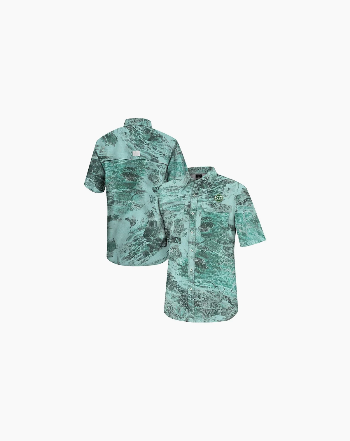Men's Green Colorado State Rams Realtree Aspect Charter Full-Button Fishing Shirt