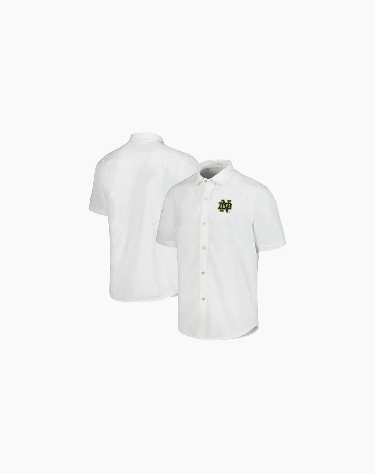 Men's White Notre Dame Fighting Irish Coconut Point Palm Vista IslandZone Camp Button-Up Shirt