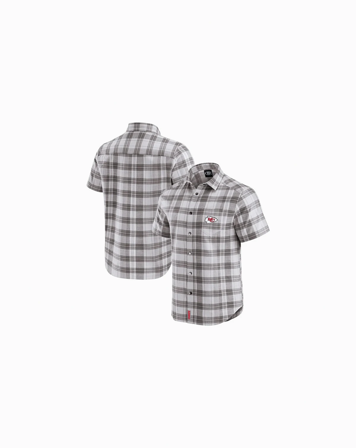 Darius Rucker Collection by Men's Gray Kansas City Chiefs Team Plaid Short Sleeve Full-Snap Shirt
