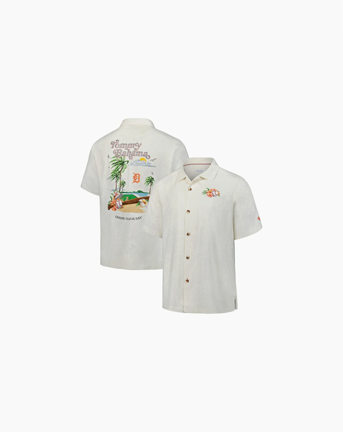 Men's White Detroit Tigers Grand Slam Bay Camp Button-Up Shirt