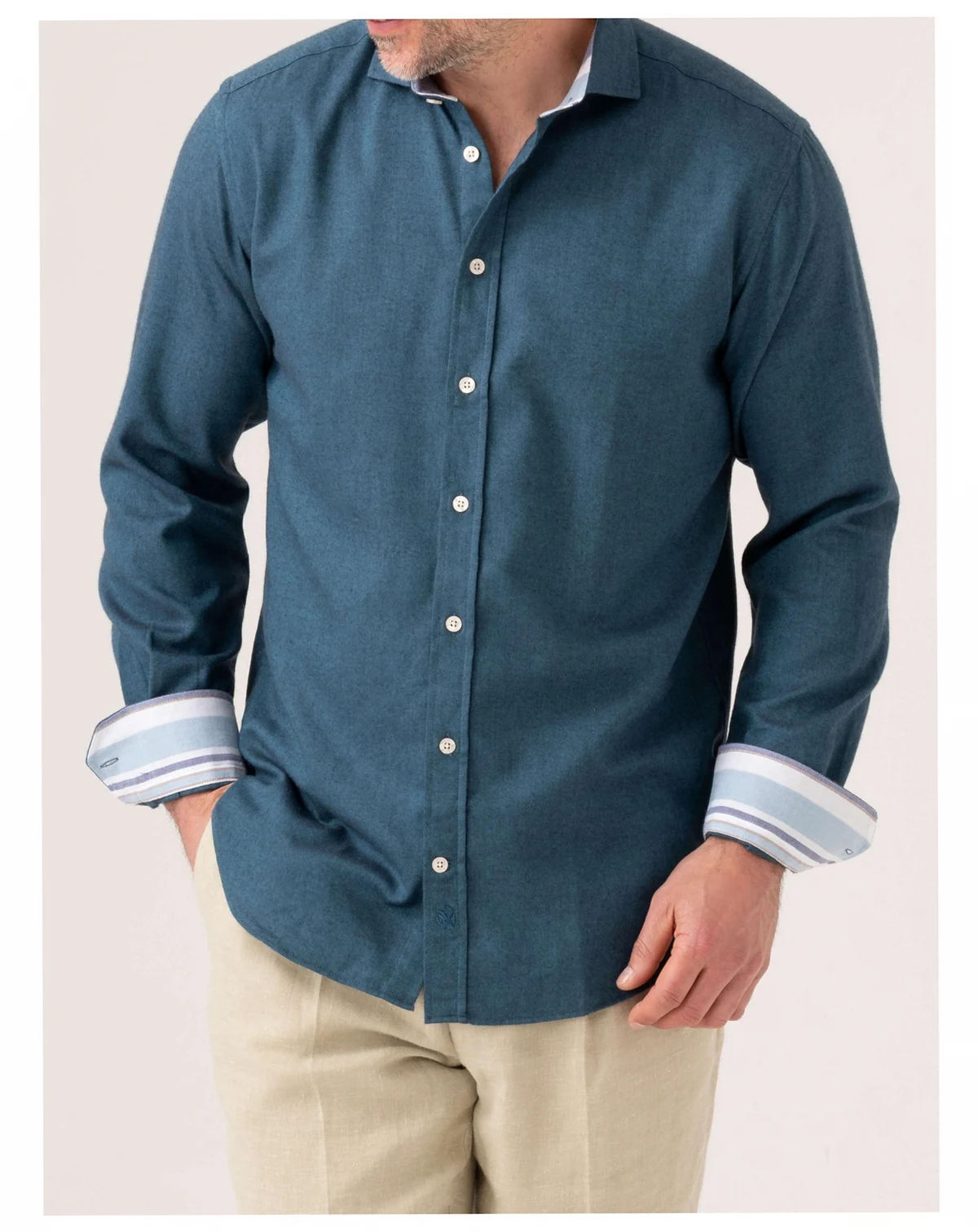 Men's Long Sleeve Cotton Merino Wool Shirt