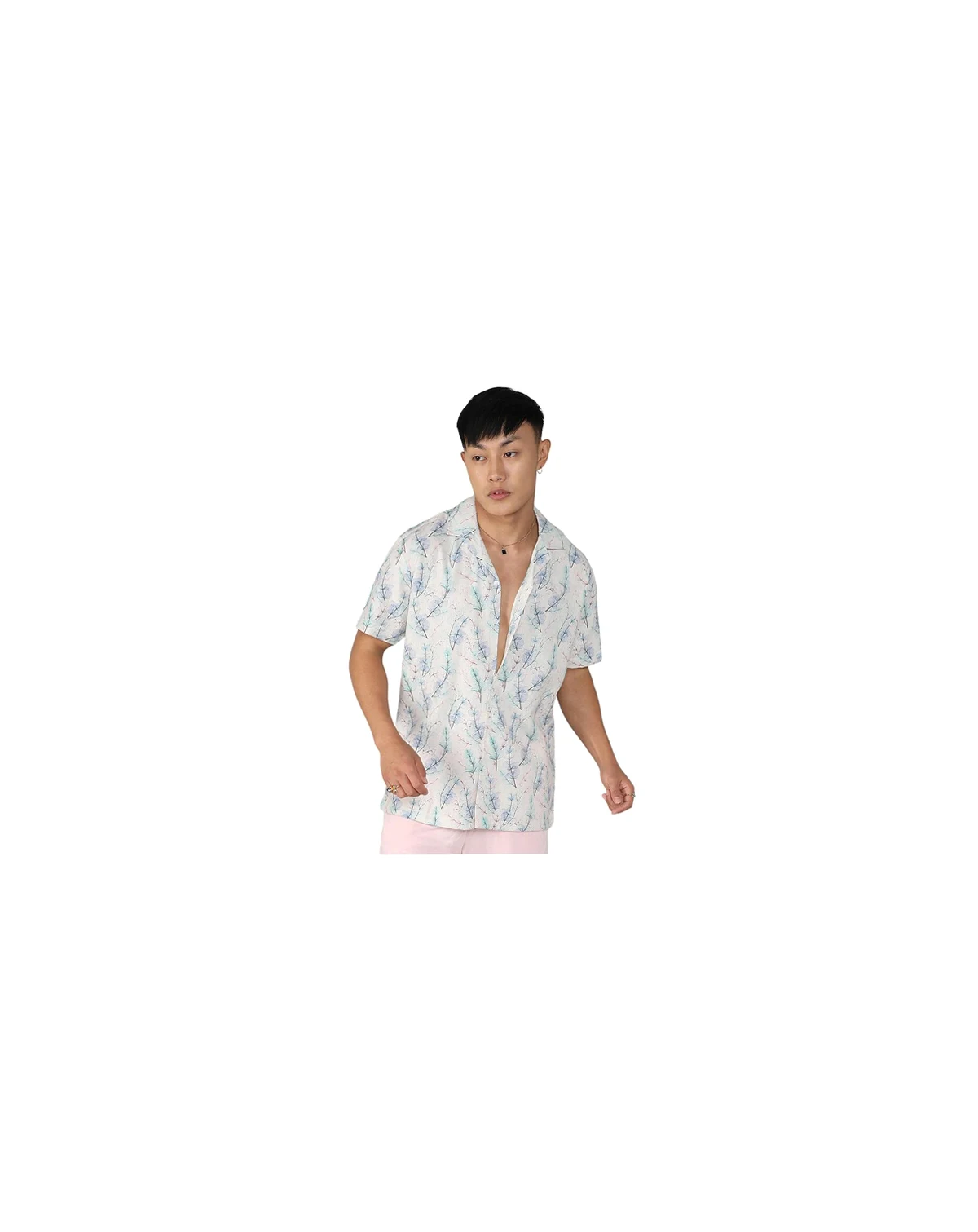 Men's Ivory White & Icy Blue Flora Tint Shirt