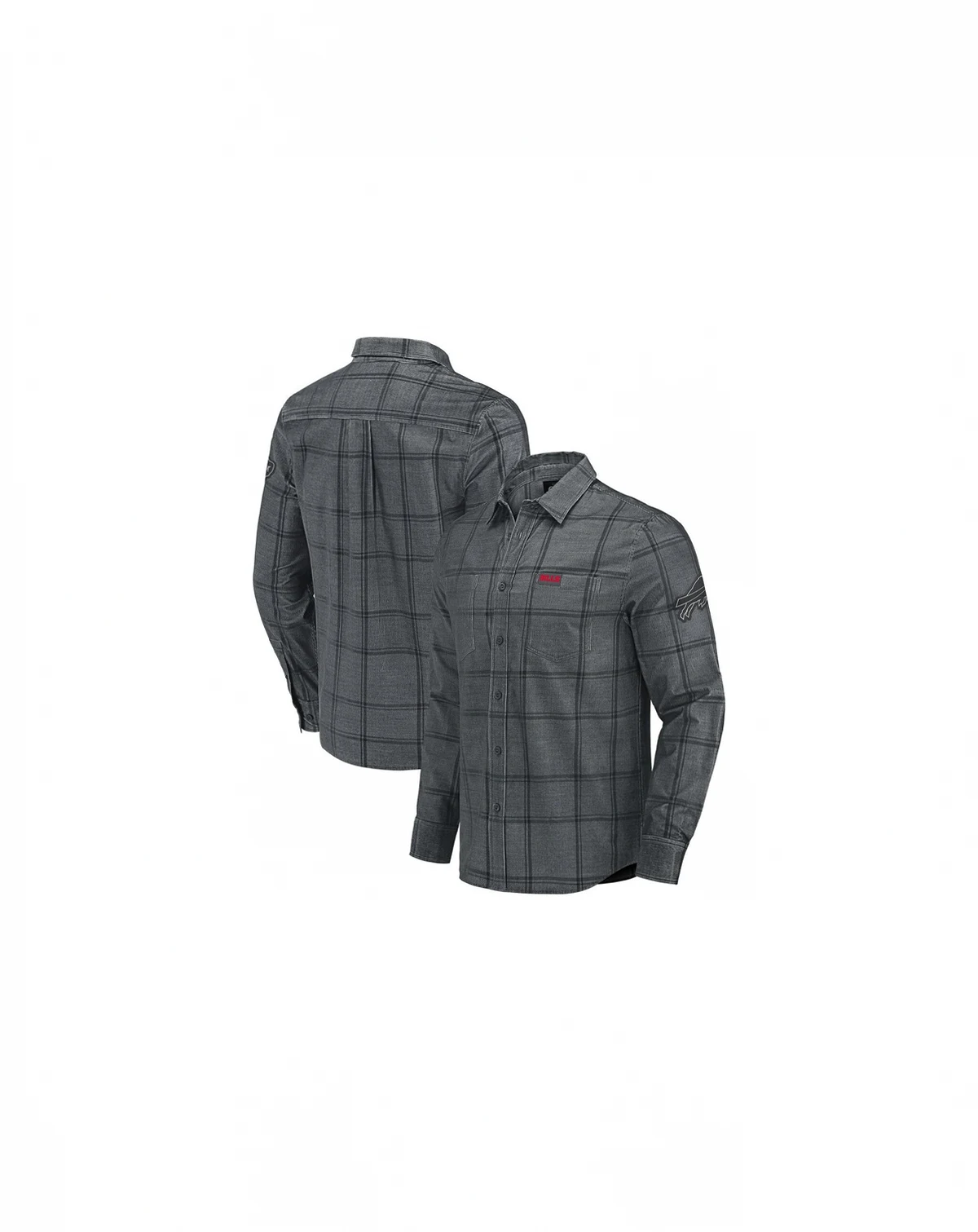 Darius Rucker Collection by Men's Gray Buffalo Bills Micro Corduroy Plaid Button Up Shirt