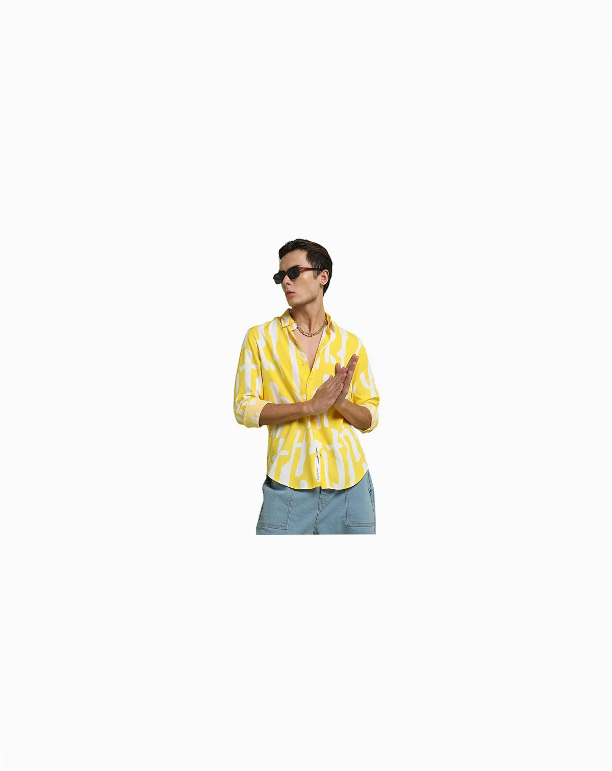 Men's Lemon Yellow Abstract Print Shirt