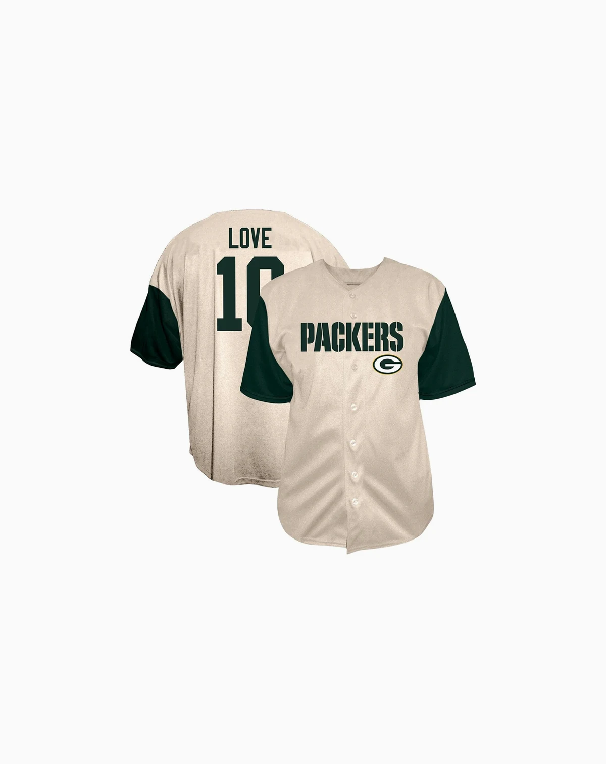 Men's Jordan Love Cream Green Bay Packers Big Tall Baseball Button-Up Shirt