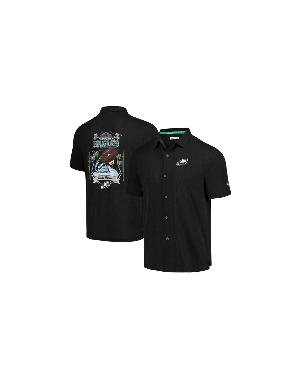 Men's Black Philadelphia Eagles Tidal Kickoff Camp Button-Up Shirt