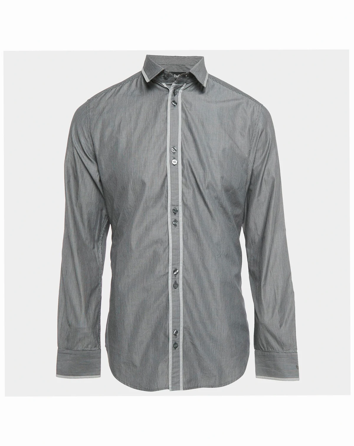 Men's Grey Stripe Cotton Button Front Shirt