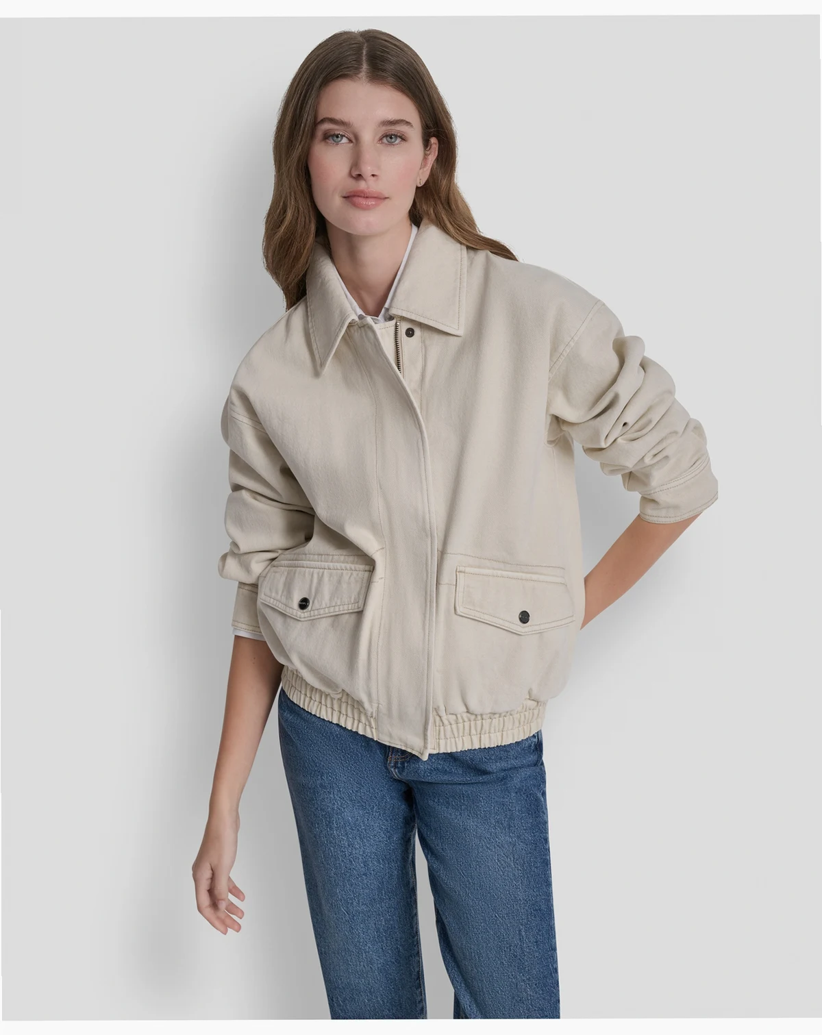 Women's Denim Bomber Coat