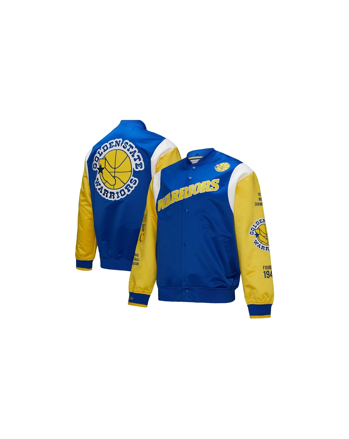 Men's and Women's Royal Golden State Warriors Vintage Team Origins Satin Full-Snap Jacket