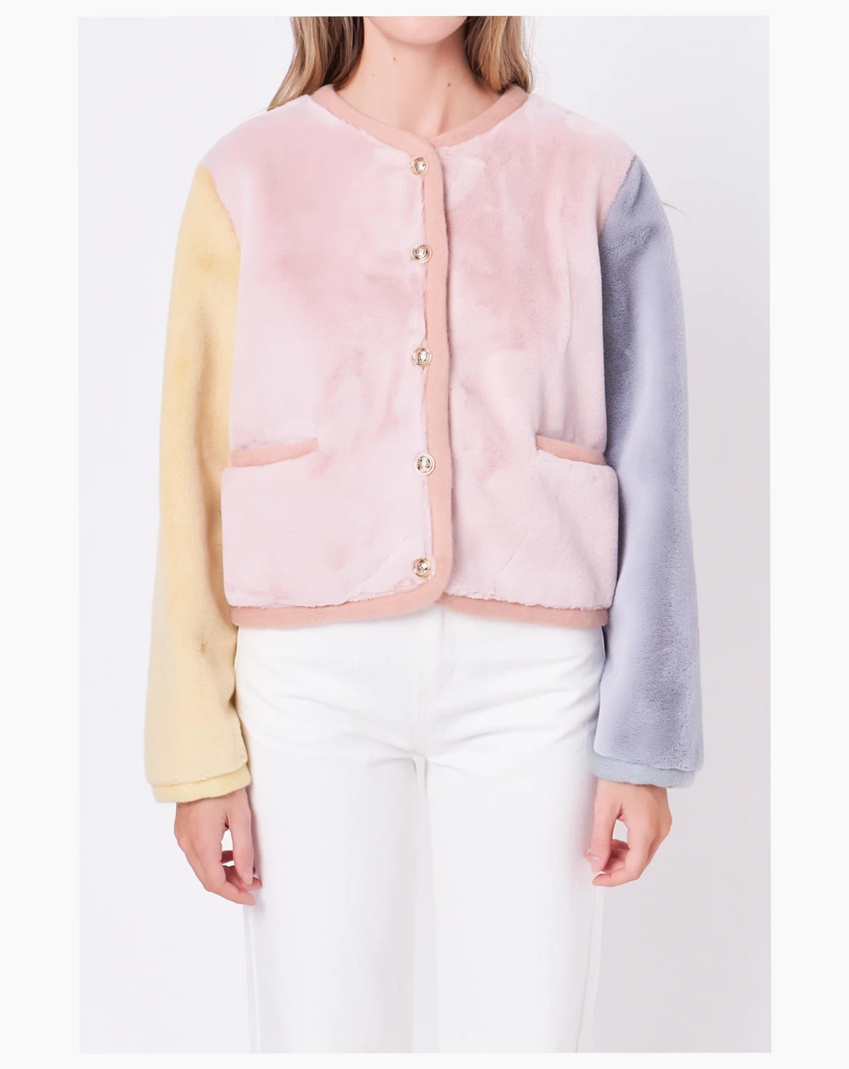 Women's Color block Faux Fur Jacket
