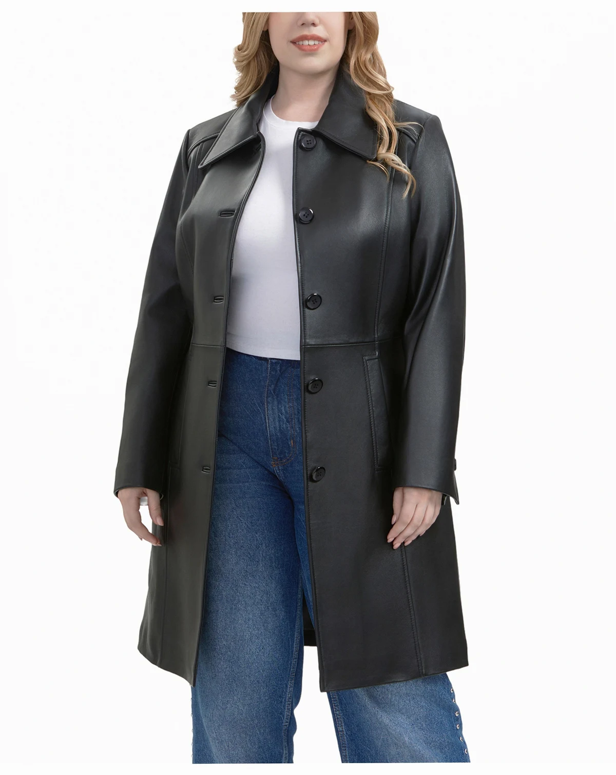 Plus Size Maisy Leather Long Coat