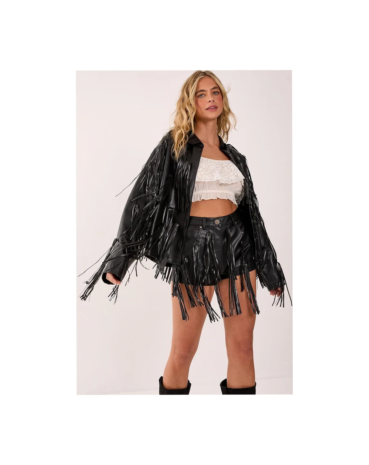 Women's Faux Leather Tassel Jacket