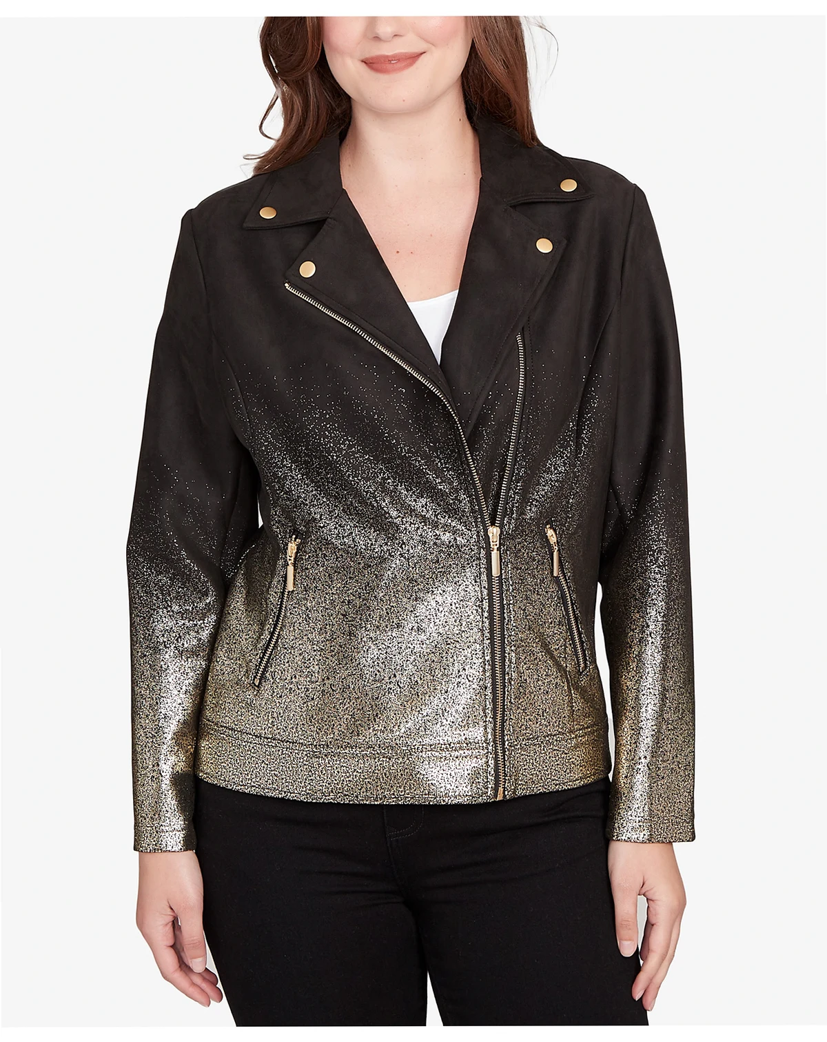 Petite Metallic Ombre Moto Jacket