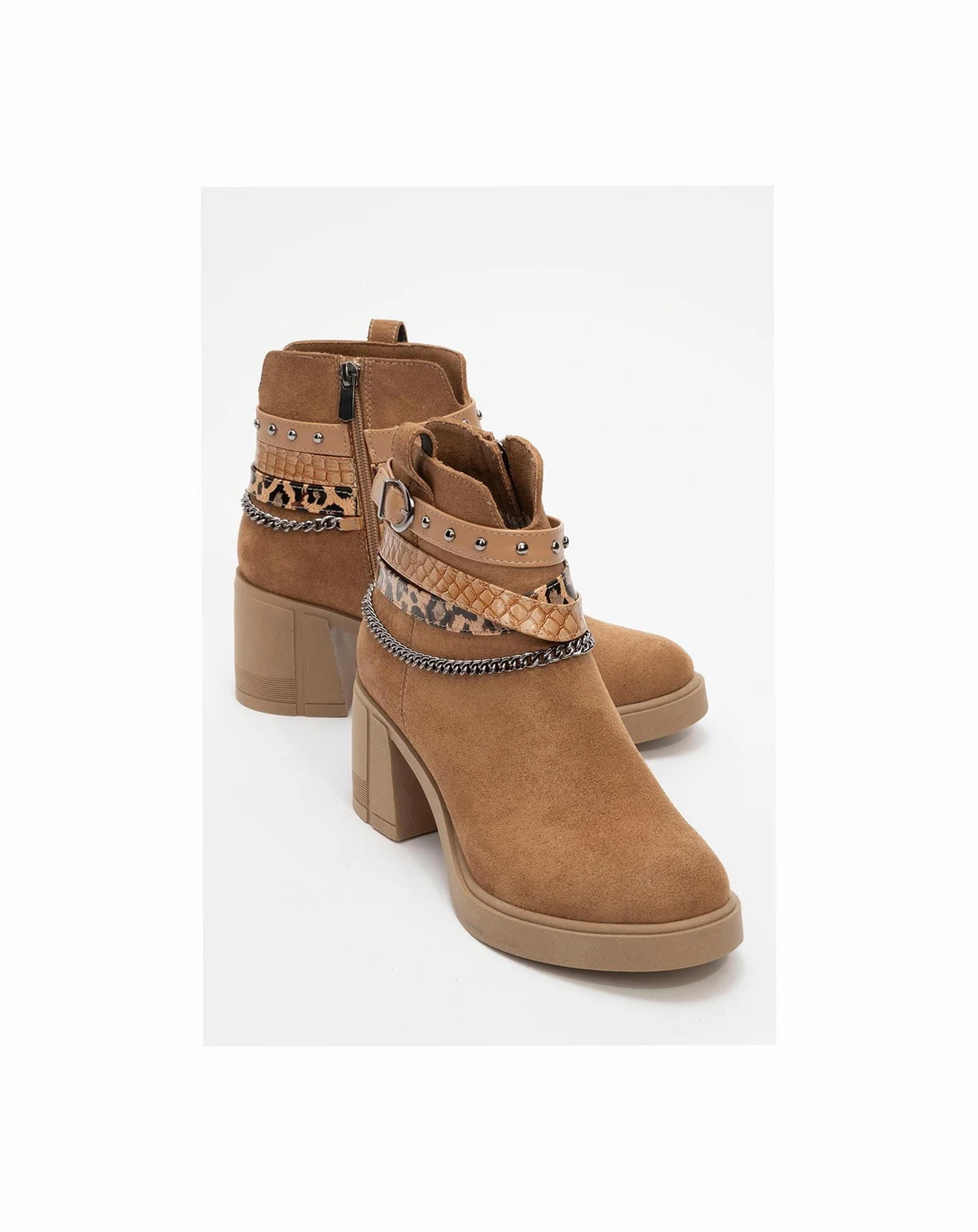 Boliva Buckled Chain Block Heel Boot (Women)