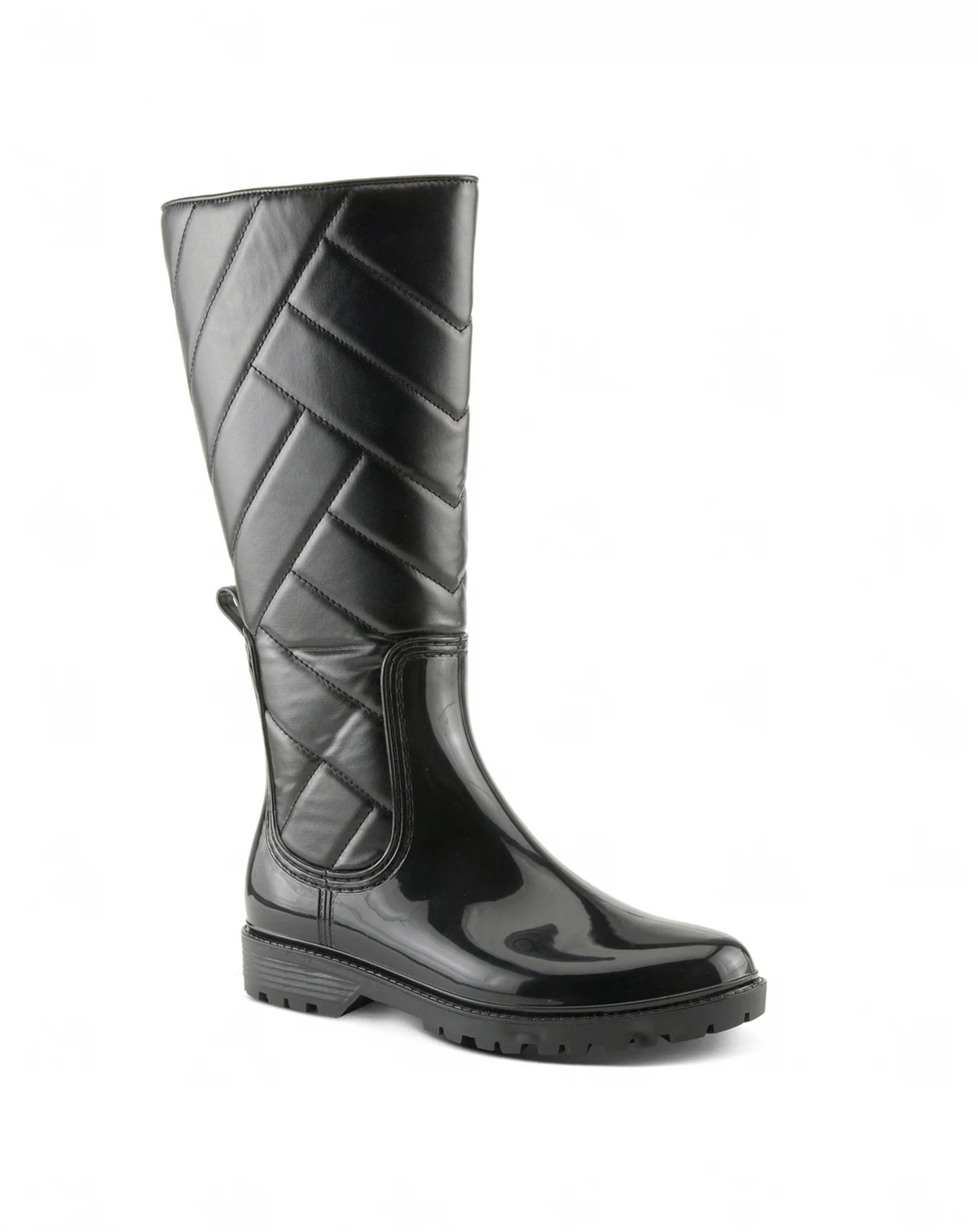 BERGAN Waterproof Quilted Rain Boots with Faux Fur Lining and Zipper Closure