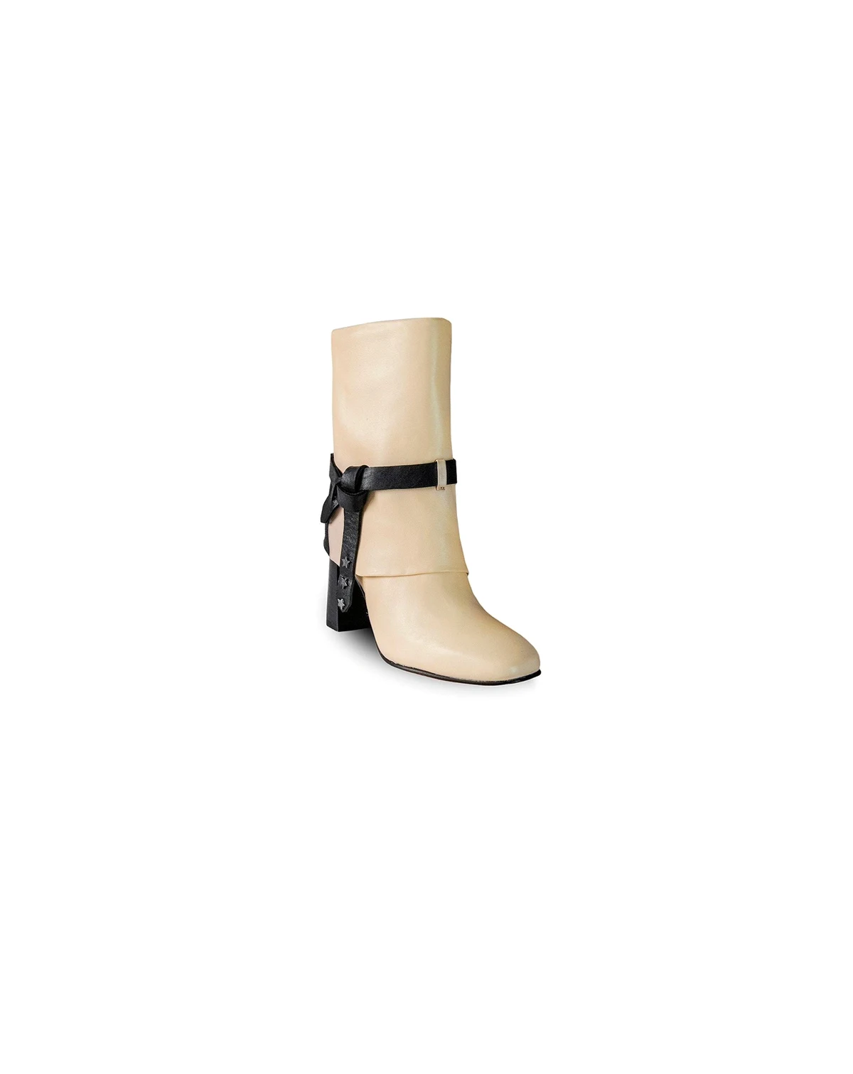 Women's Ivory & Black Premium Leather Boots Nat By
