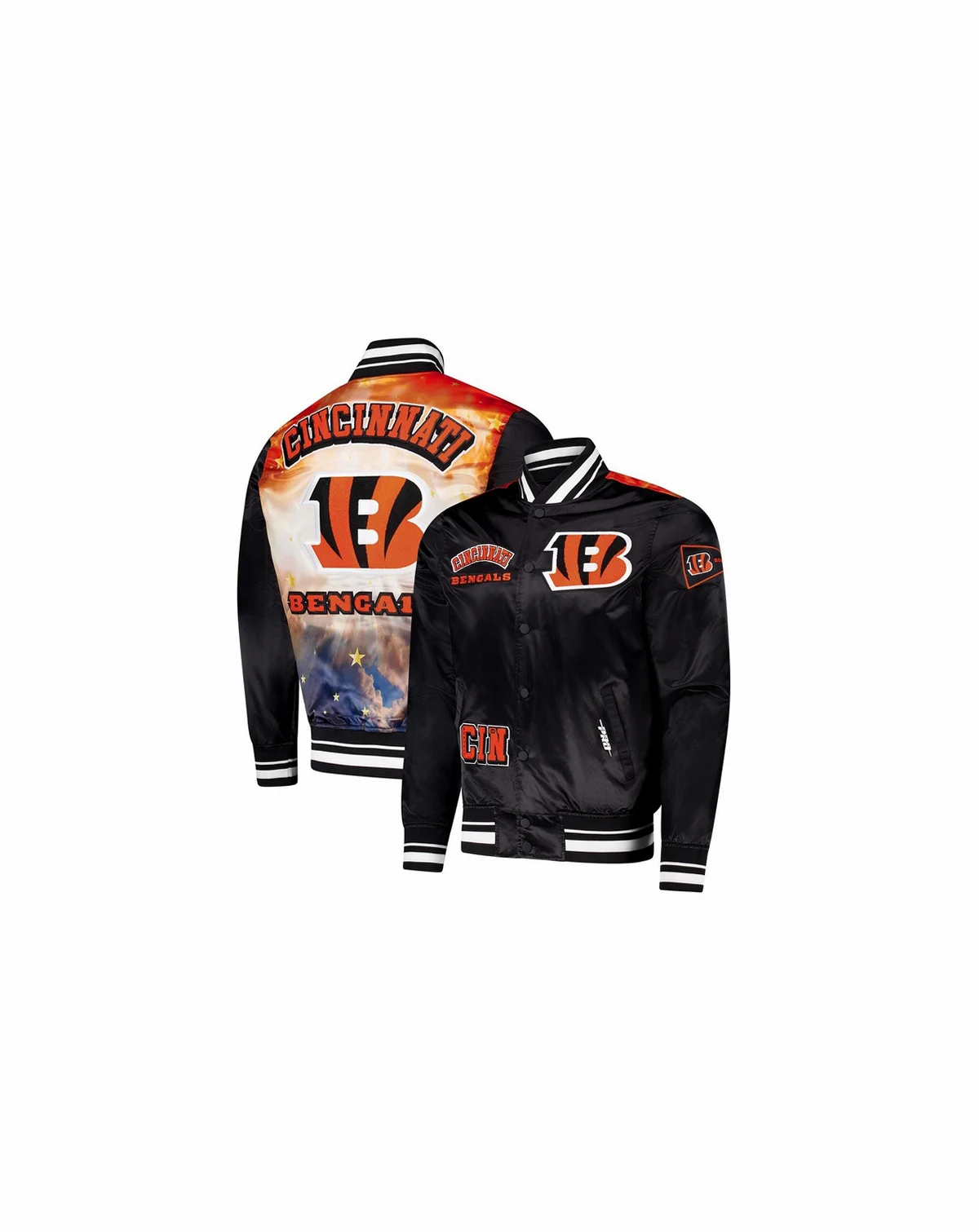 Men's Black Cincinnati Bengals Sublimated Satin Full-Snap Jacket