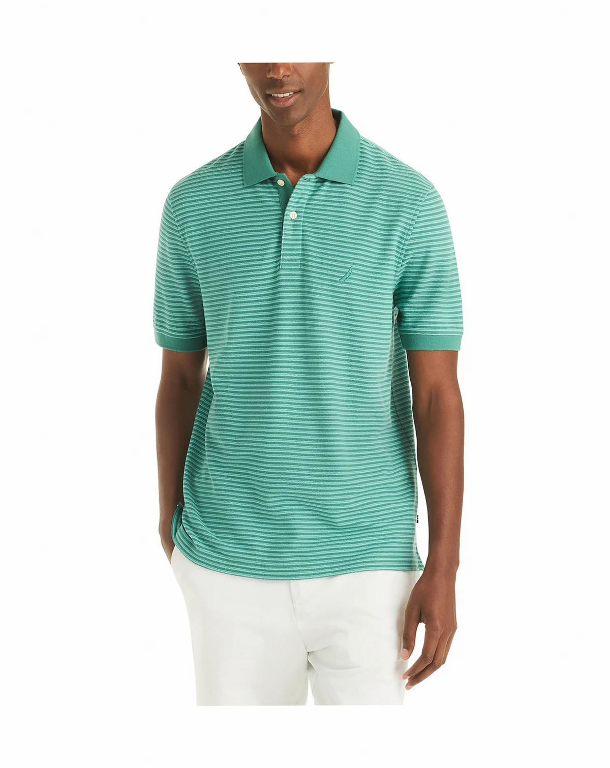 Men's Striped Spread Collar Polo Shirt