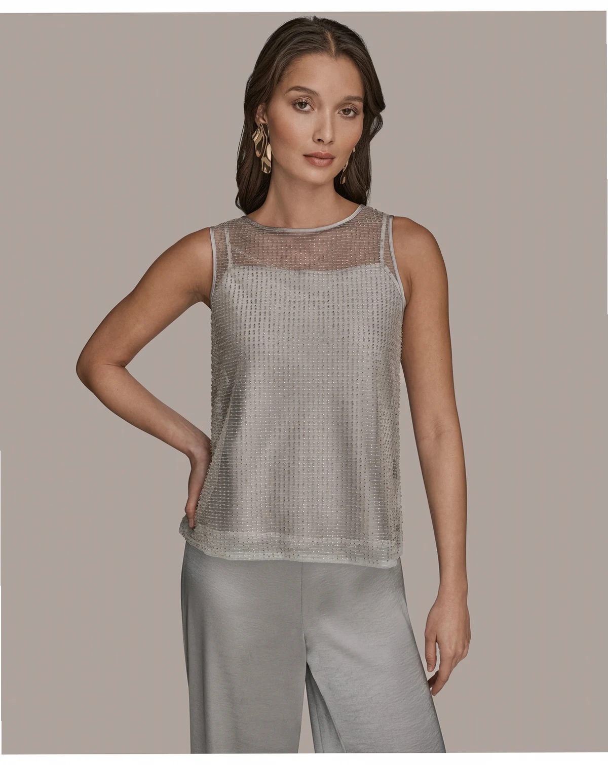 Women's Sleeveless Beaded Top
