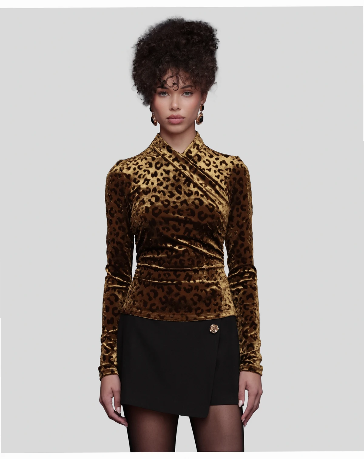 Women's Wrap Neck Long Sleeve Top