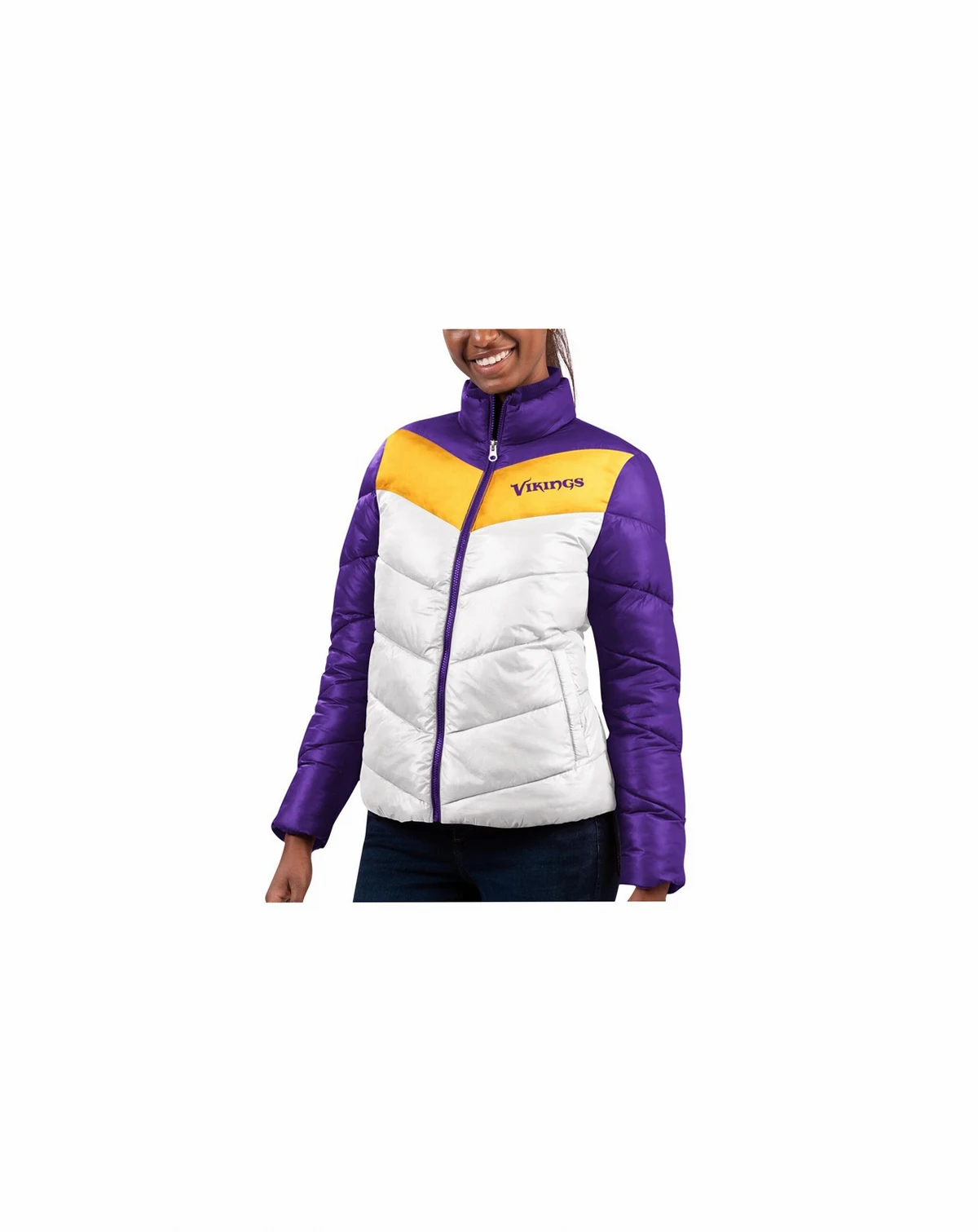 Women's White, Purple Minnesota Vikings New Star Quilted Full-Zip Jacket