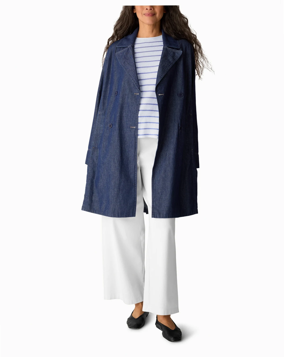 Women's Notch Collar Denim Coat, Regular & Plus Size