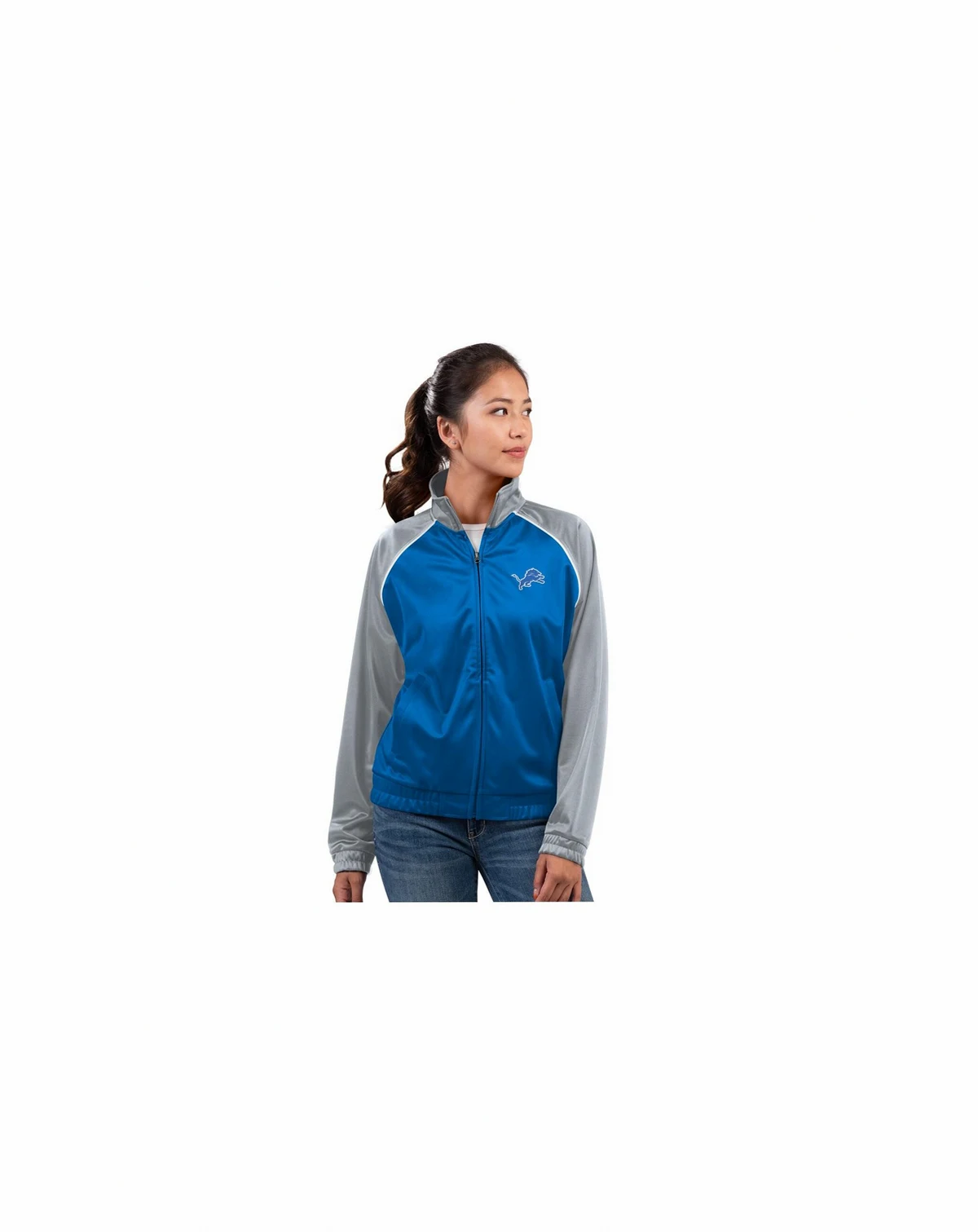 Women's Blue Detroit Lions Replay Full-Zip Track Jacket