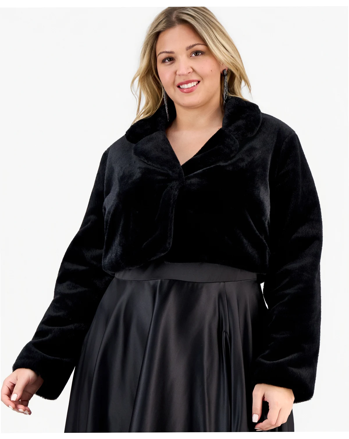 Trendy Plus Size Cropped Faux-Fur Jacket